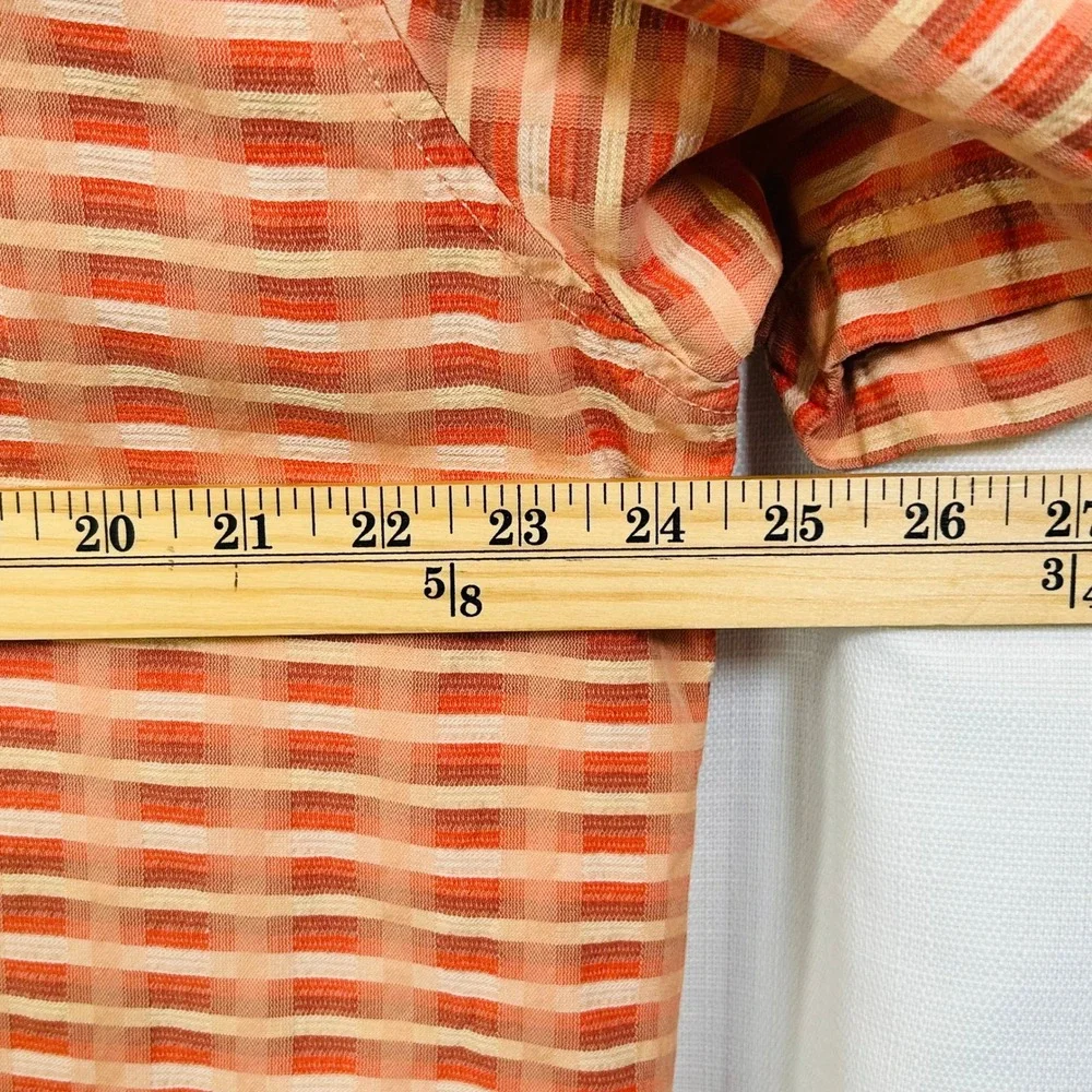 Tommy Bahama Silk Camp Shirt Mens XL Orange Coral Plaid Hawaiian Island Resort